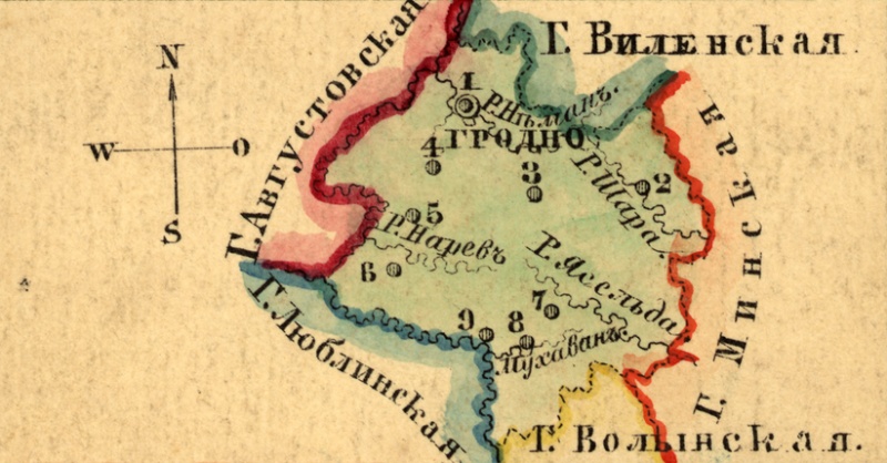 Файл:Karta Grodnenskoy gubernii 1856.jpg