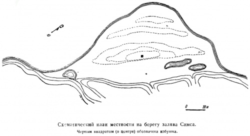 Схематический план местности на берегу залива Симса (фрагмент стр. 35)