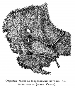 Обрывок ткани со шнуровыми петлями для застёгивания, залив Симса (фрагмент стр. 25)