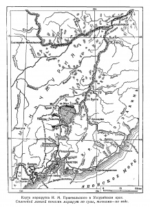 Карта маршрутов Пржевальского Н. М. в Уссурийском крае, 1867 - 1869 гг. (фрагмент стр. 17)